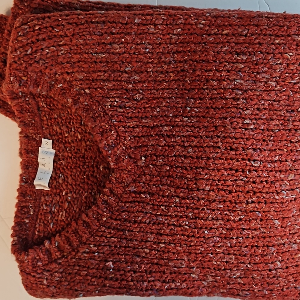 Relais Knitwear| Women's Woven Knit Oversize Tunic V-Neck Sweater Sz XL